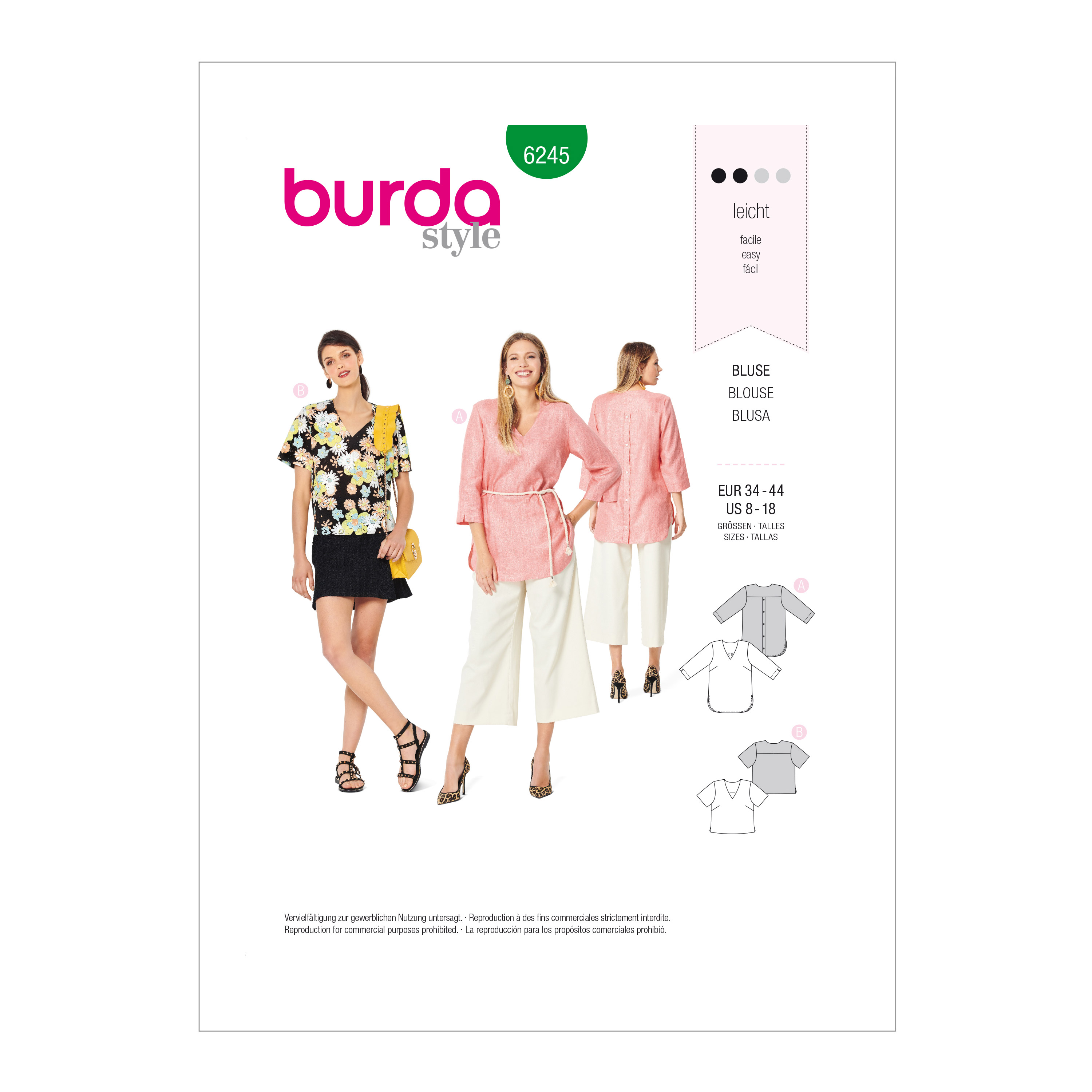 Burda 6245 Misses' Loose-Fitting Tops