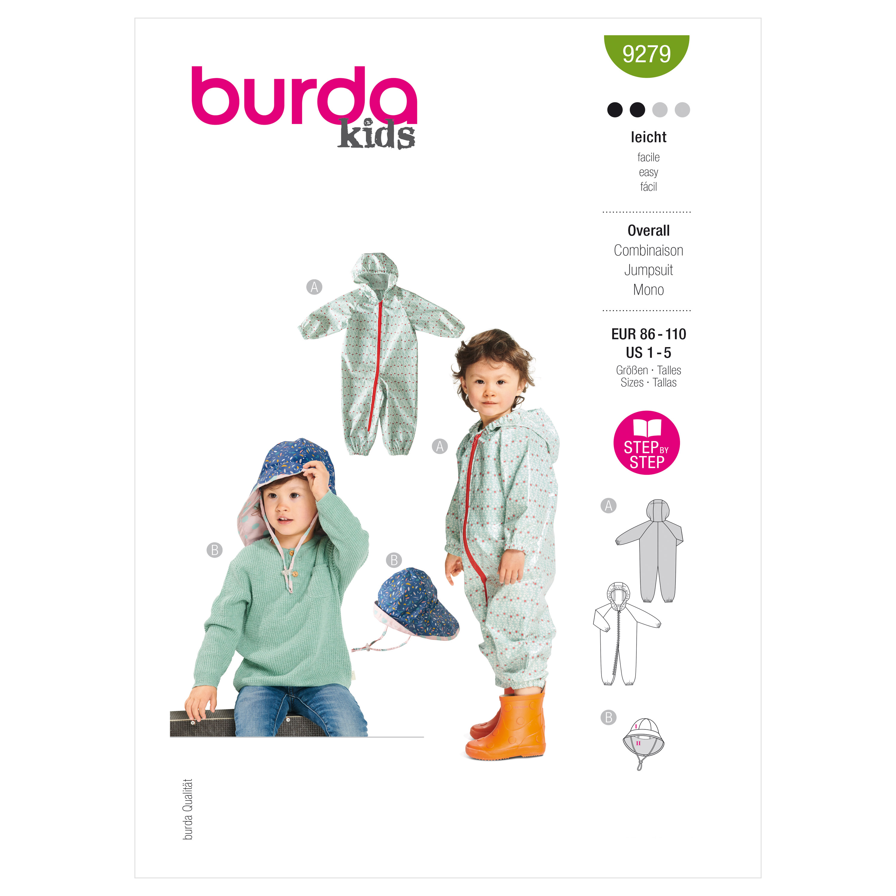 Burda 9279 Toddlers' Onesie and Hat