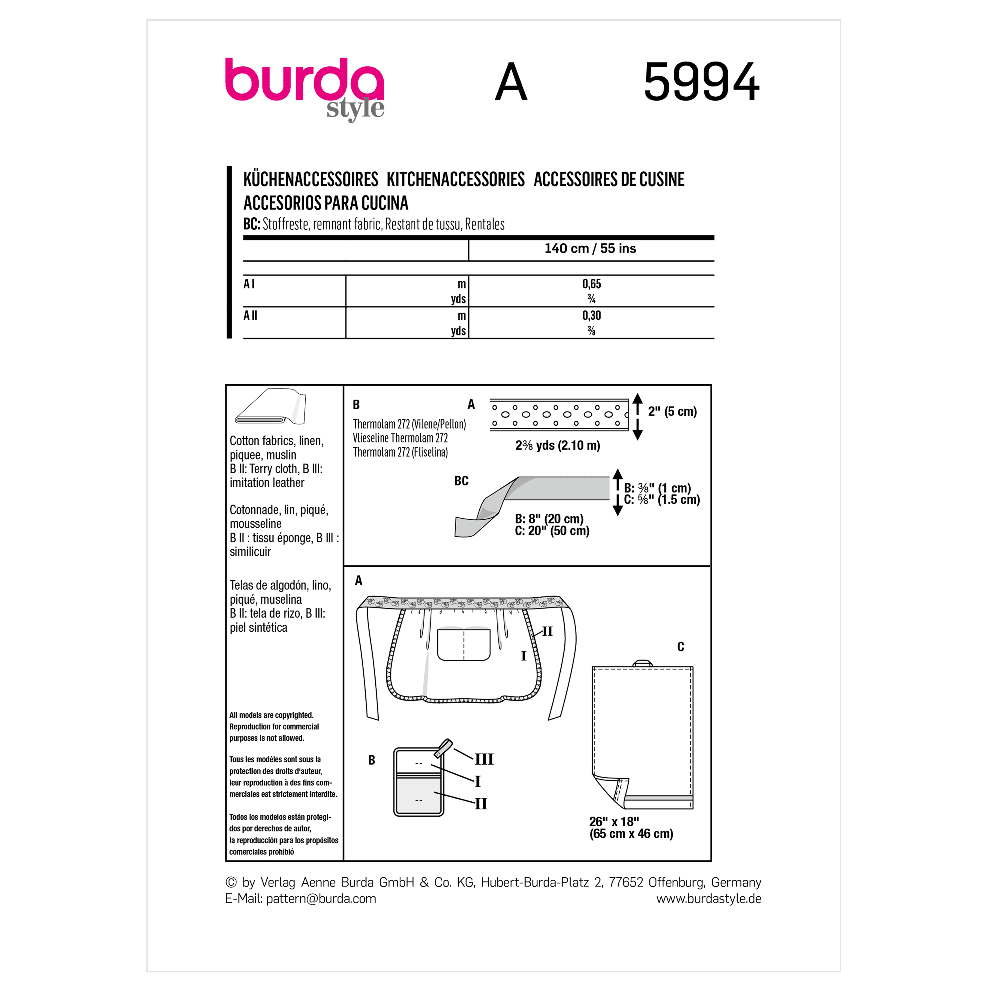 Burda 5994 Kitchen Accessories