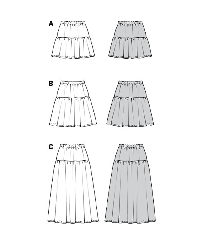 Burda 5978 Misses' Tiered Skirt with Elastic Waist