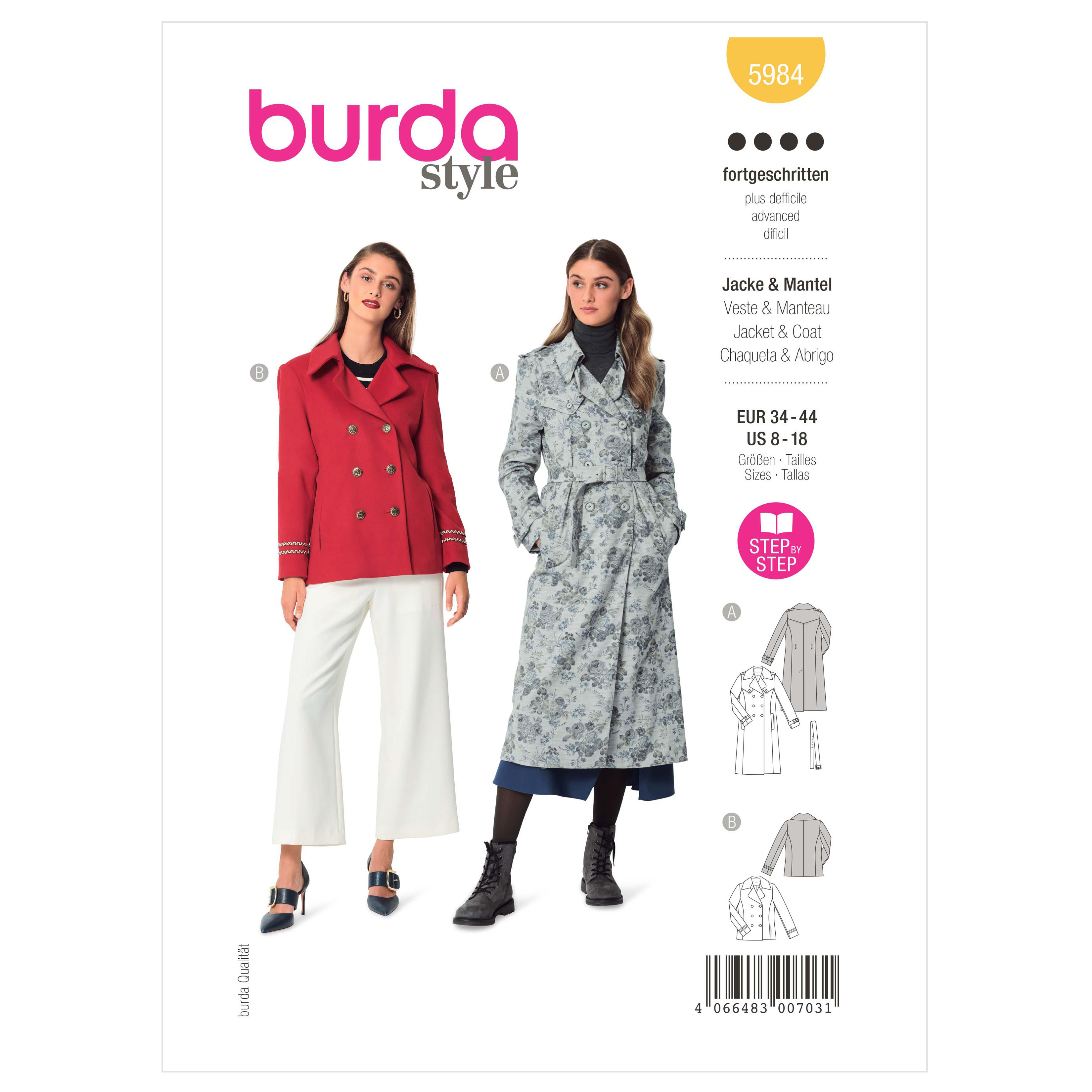 Burda 5984 Misses' Caban Jacket and Trench Coat