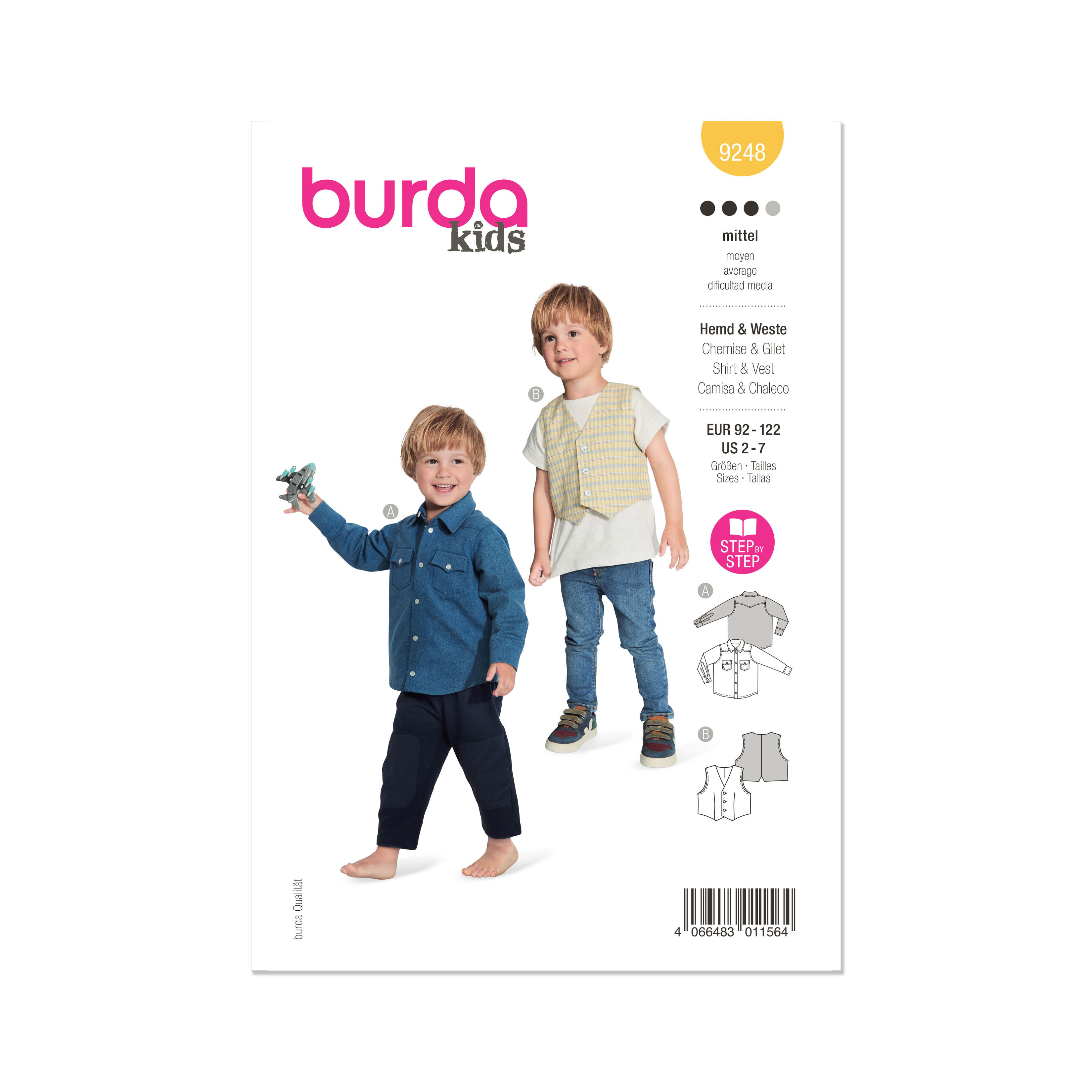 Burda 9248 Children's Shirt, Waistcoat and Vest