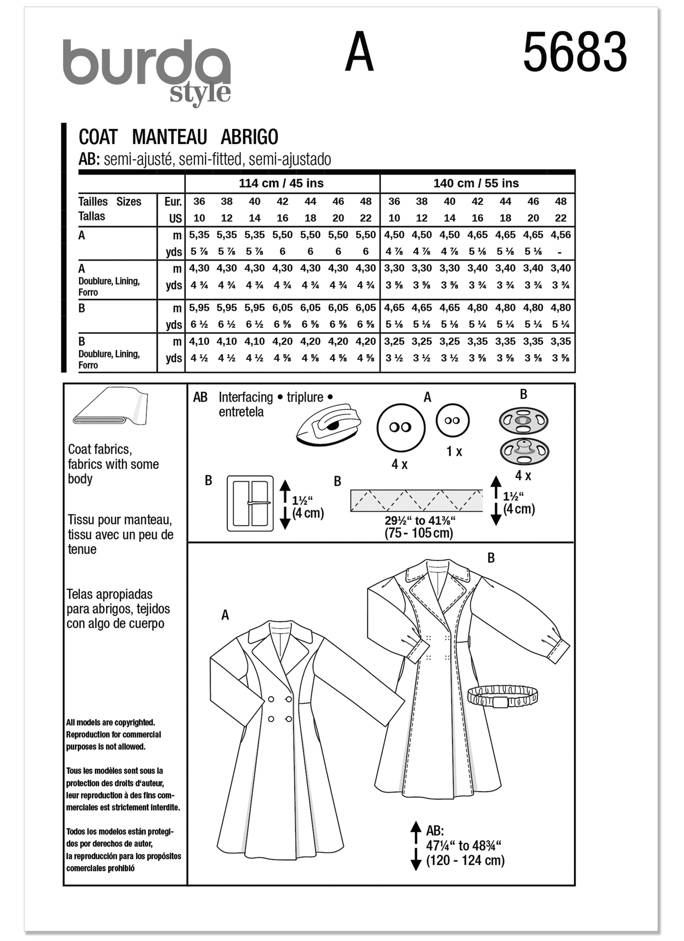 Burda 5683 Misses' Coats