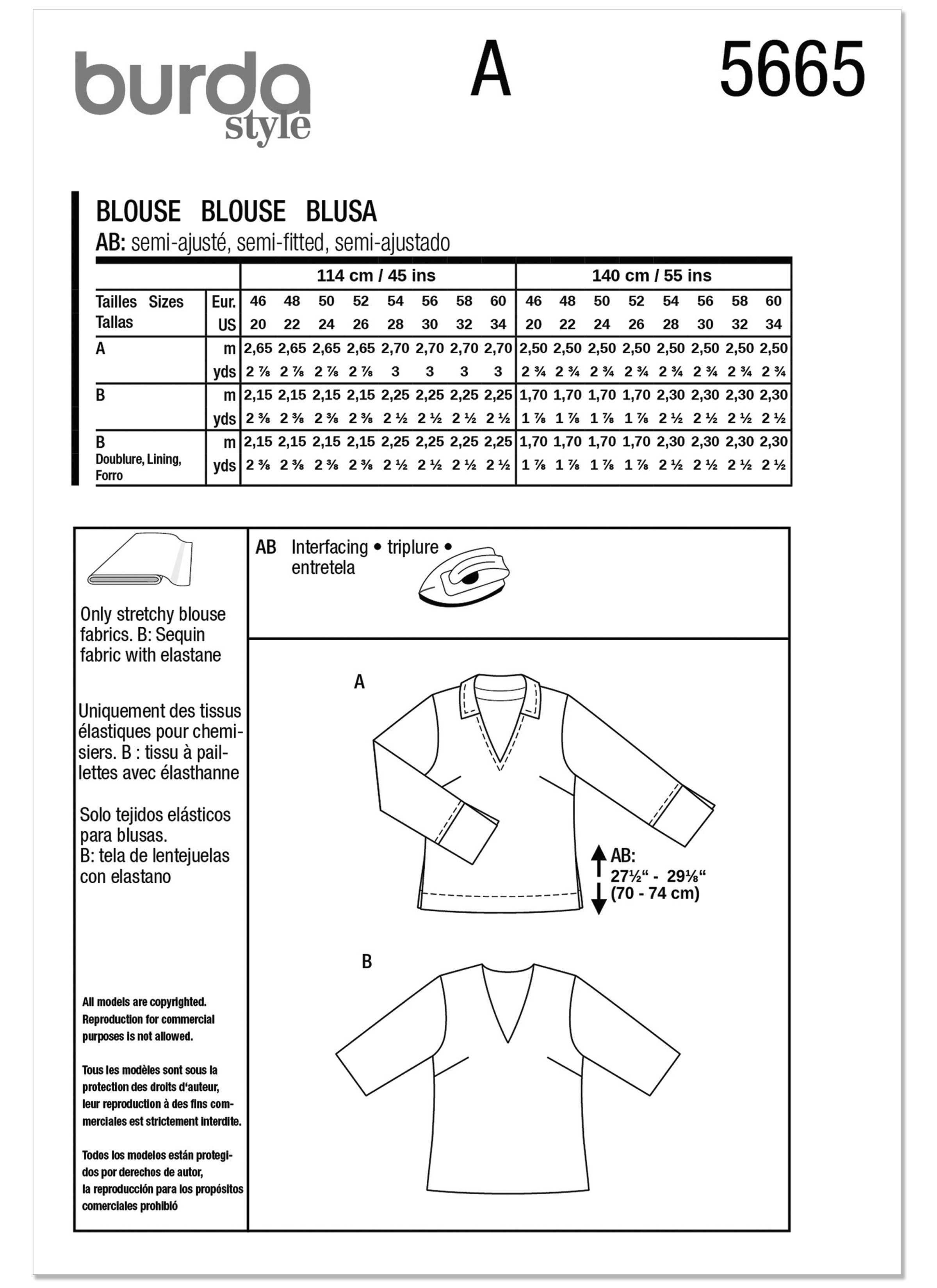 Burda 5665 Misses' Blouse
