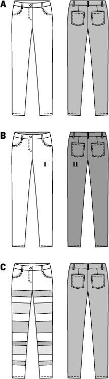 Burda Ladies Sewing Pattern 6855 Skinny Fit Jeans in 3 Styles