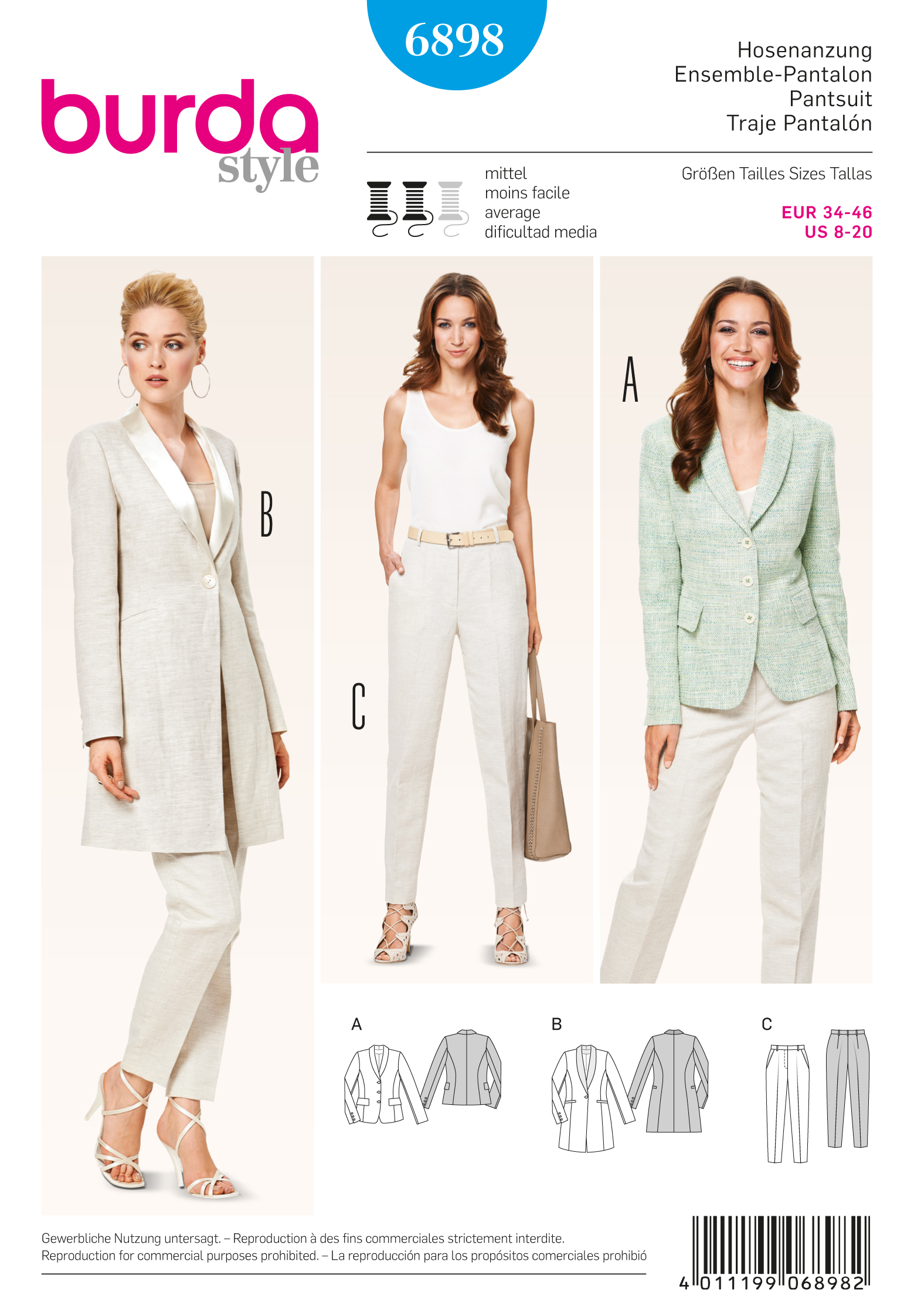 Burda 6898 Coordinates, Pantsuits, Suits