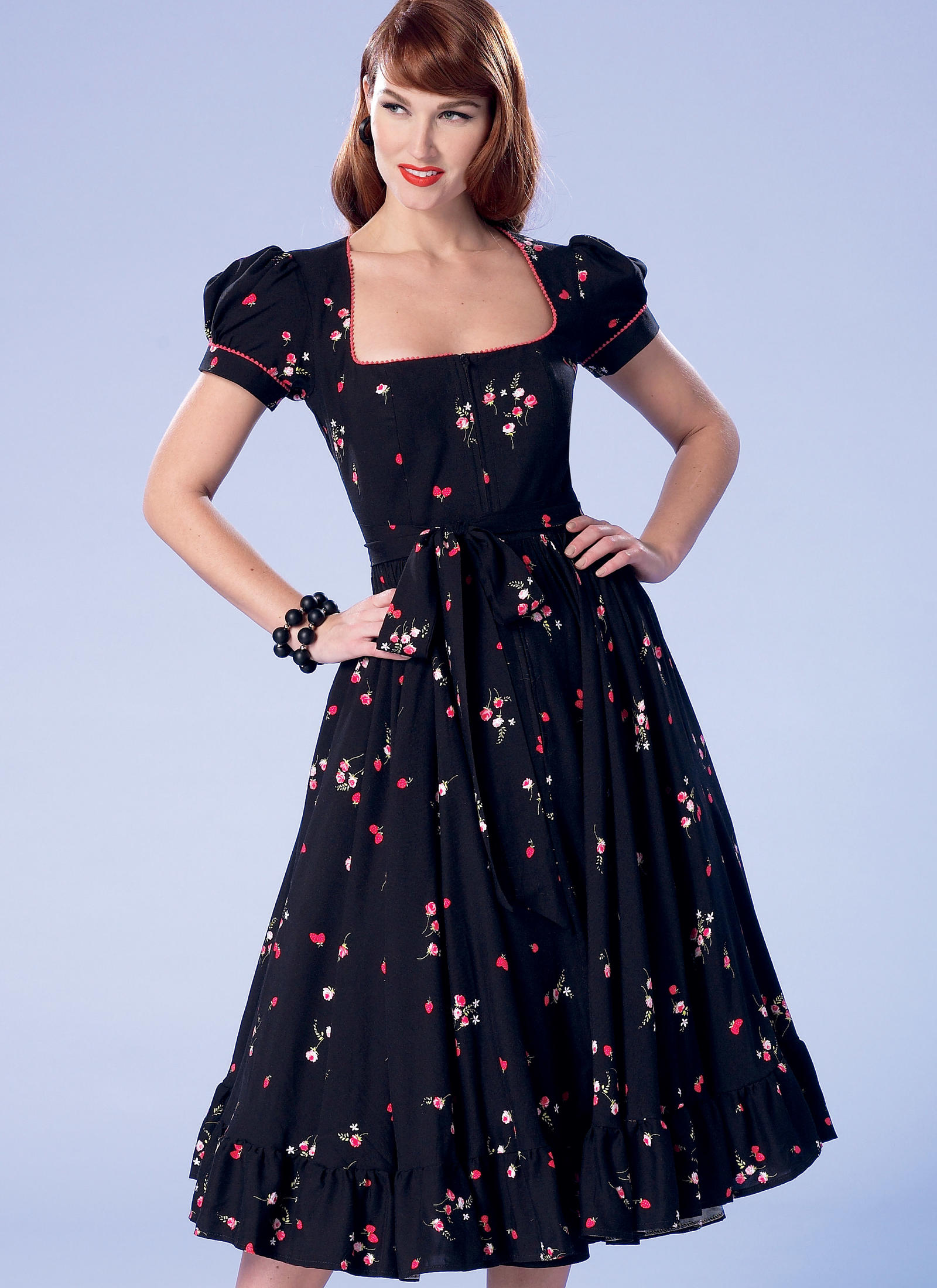 Butterick 6352 Misses'/Misses' Petite Square-Neck, Zip-Front, Ruffled  Dresses and Belt