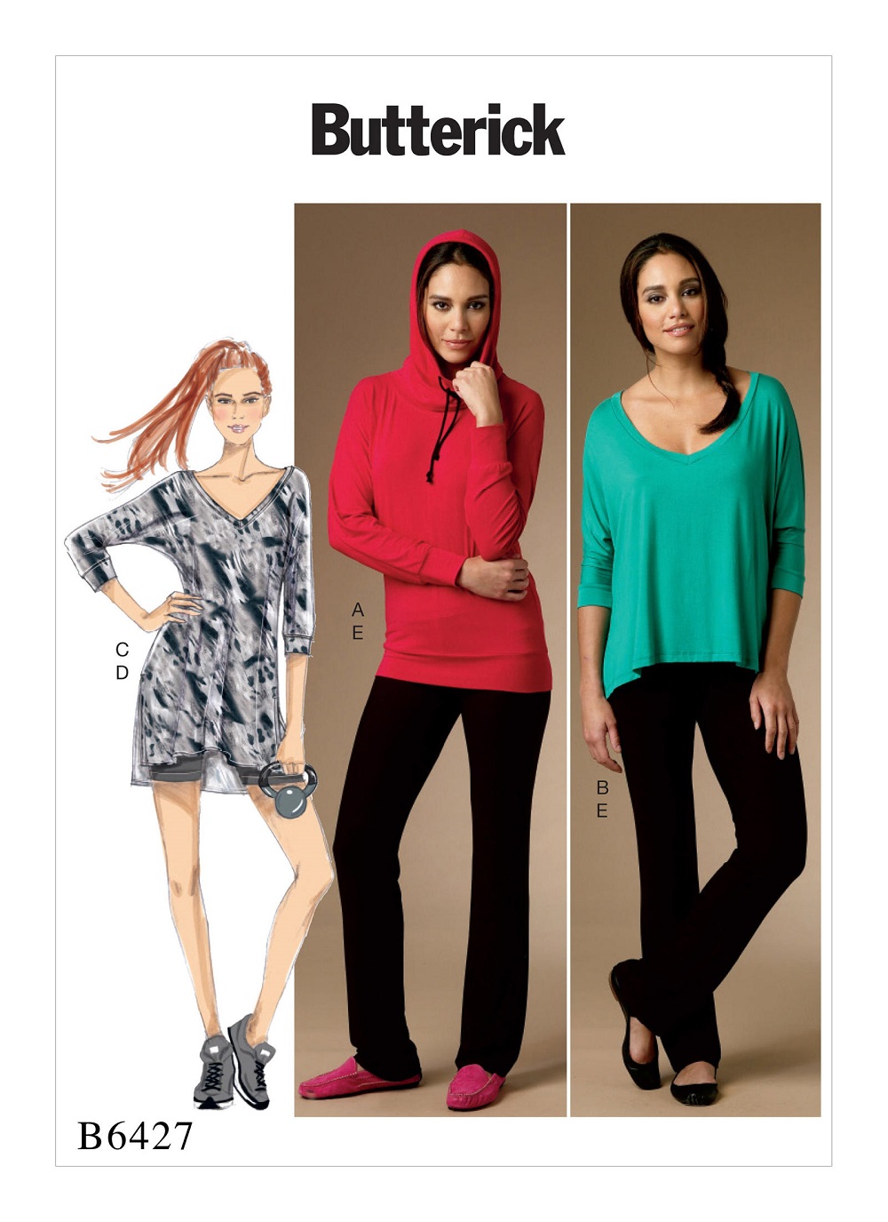 Butterick Women's Long Sleeve Knit Shirt Sewing Pattern - Multi-Size 14-22 With 4 Top Variations