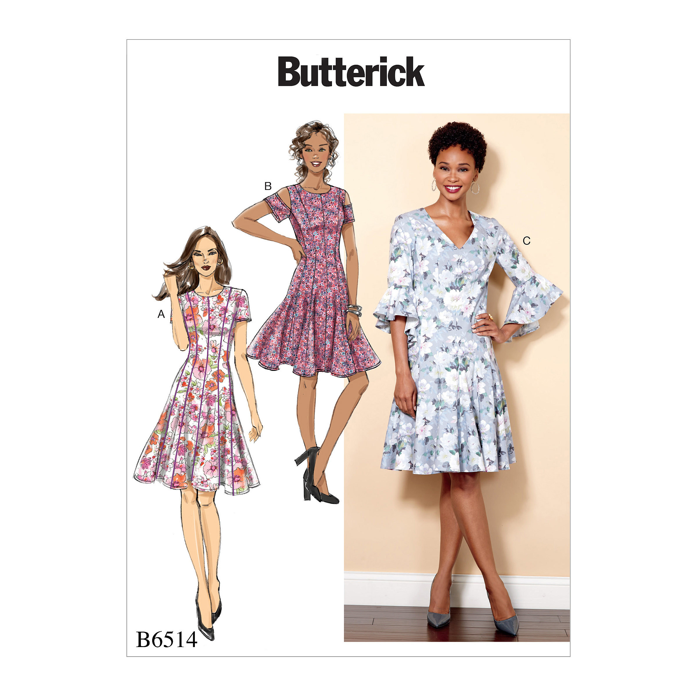 Butterick 6514 Misses'/Miss Petite Paneled Dress