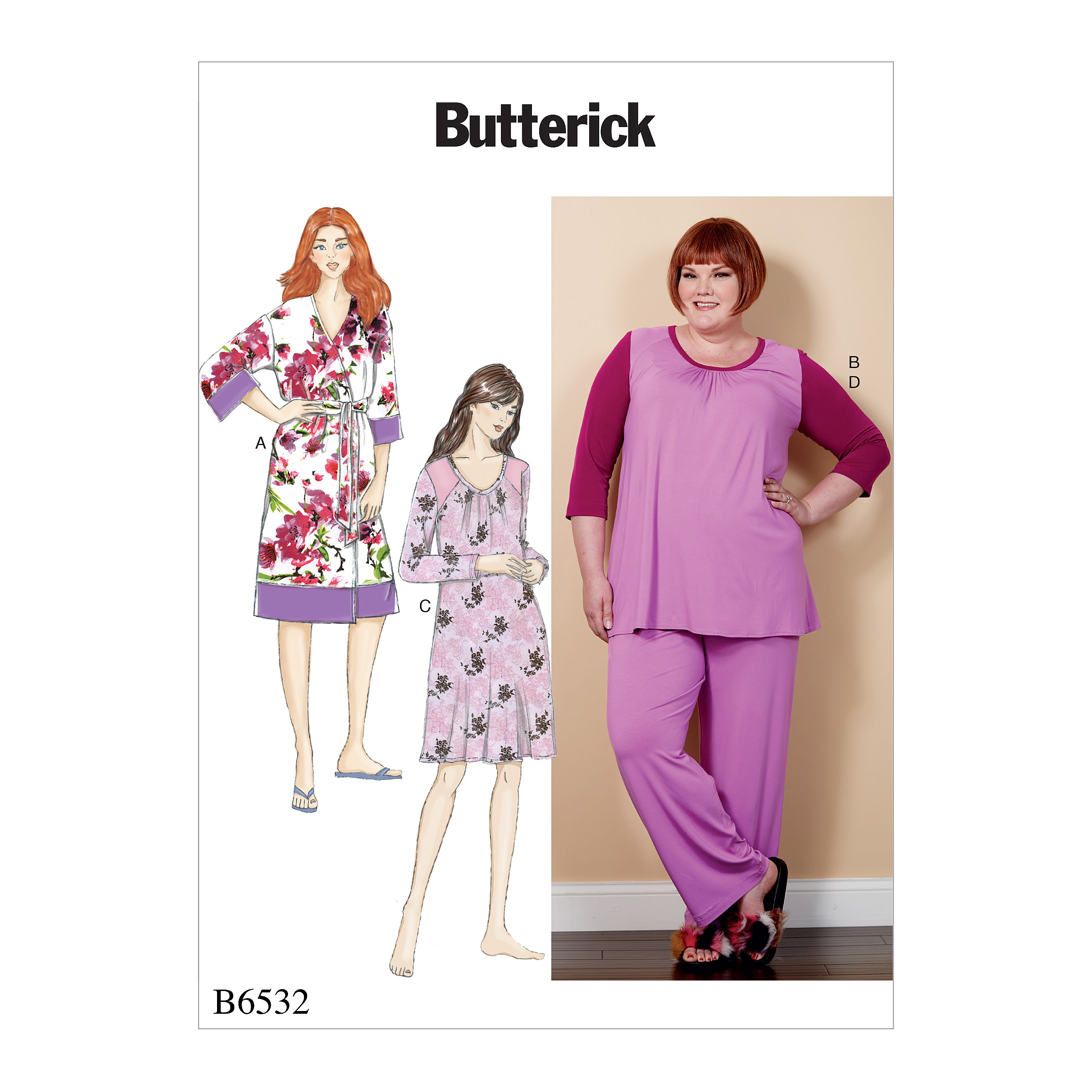 Butterick 6532 Women's Robe, Sash, Top, Dress and Pants