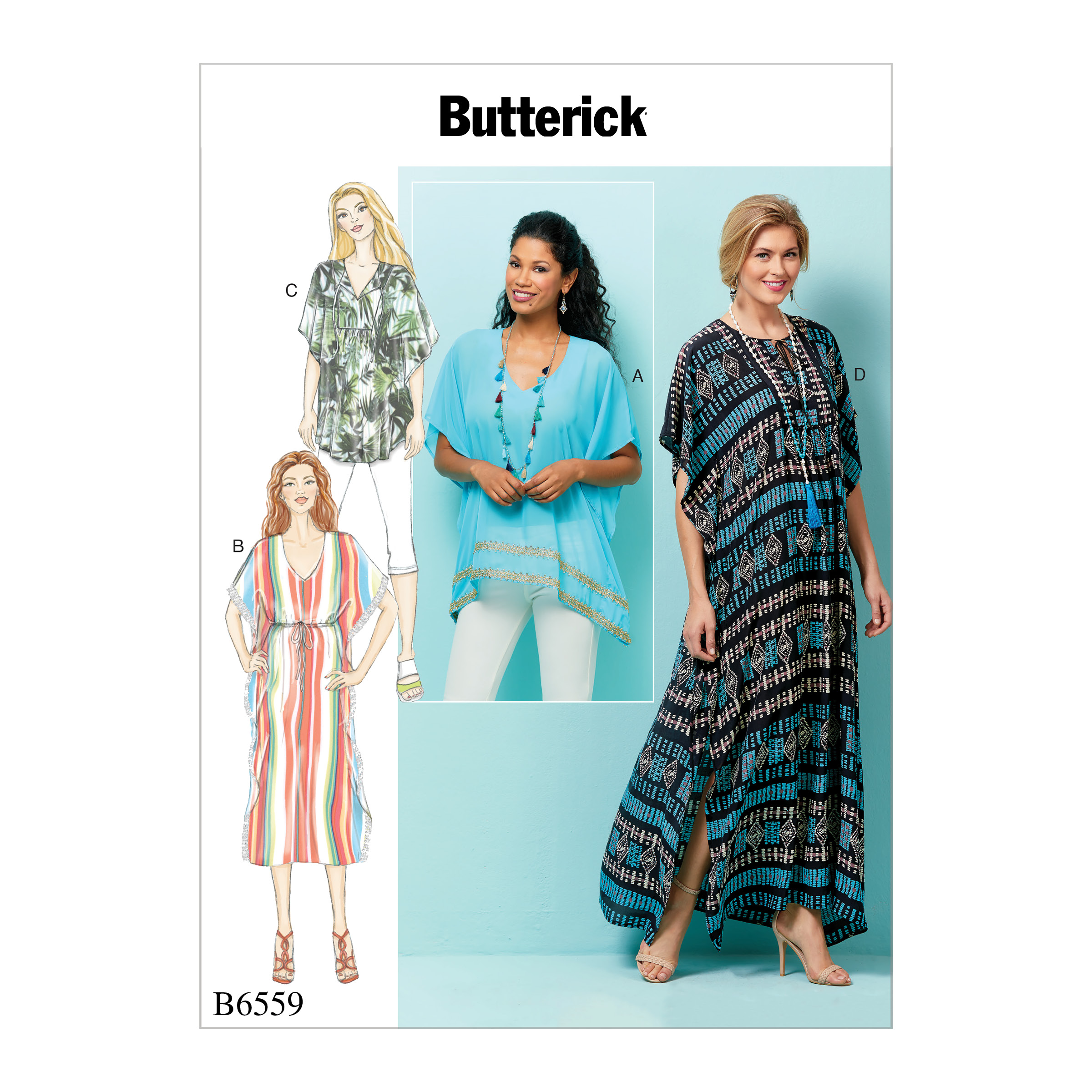 Butterick 6559 Misses Top Tunic And Caftan 