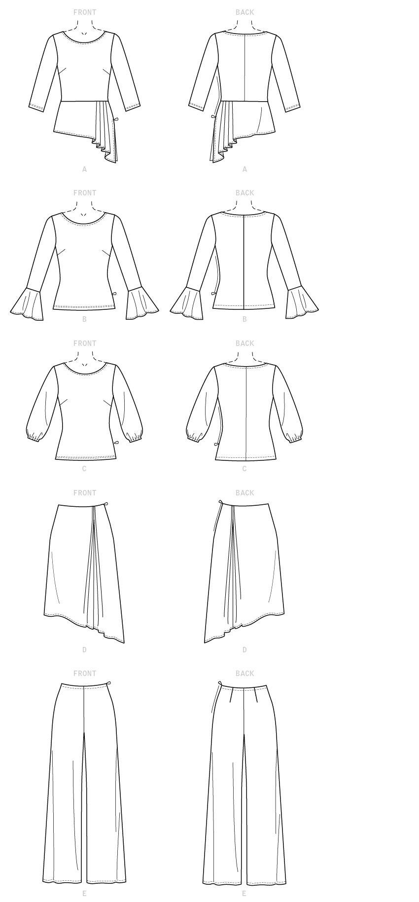 Butterick 6637 Misses'/ Misses' Petite Top, Skirt and Pants