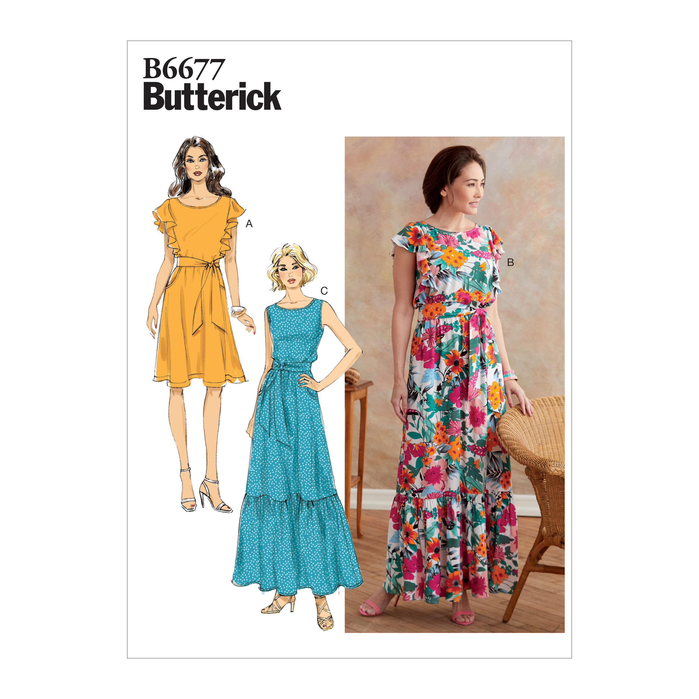 Butterick 6677 Misses Dress And Sash