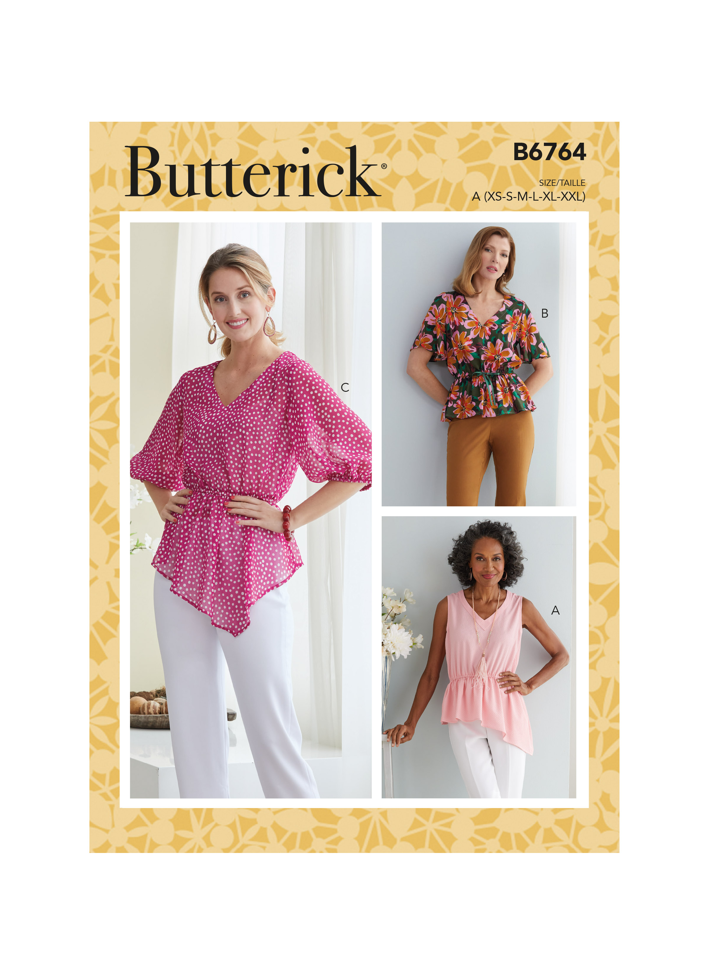 Butterick B6070 Tops Size: XS-S-M-L-XL Used Sewing Pattern