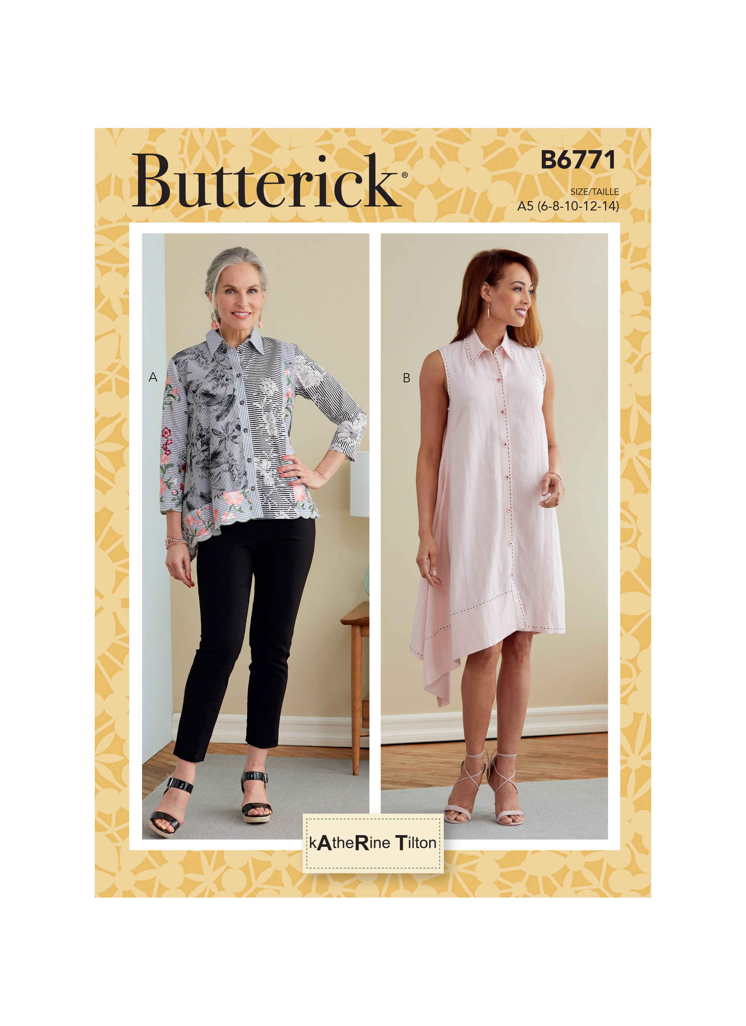 UNCUT and factory folded 2014 Size Xsm-Sml-Med Butterick B6101 Sewing Pattern Misses' Tunic Katherine Tilton