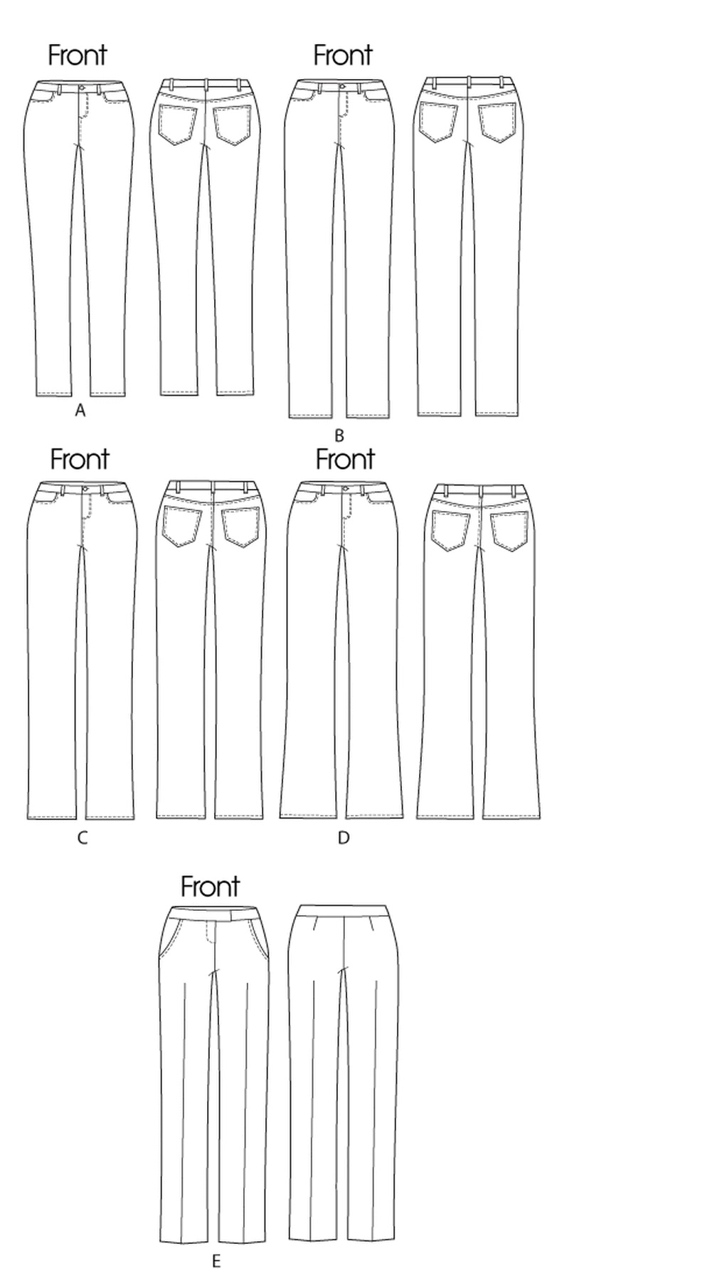 Butterick 6800 Misses' Four-Pocket Jeans & Trousers
