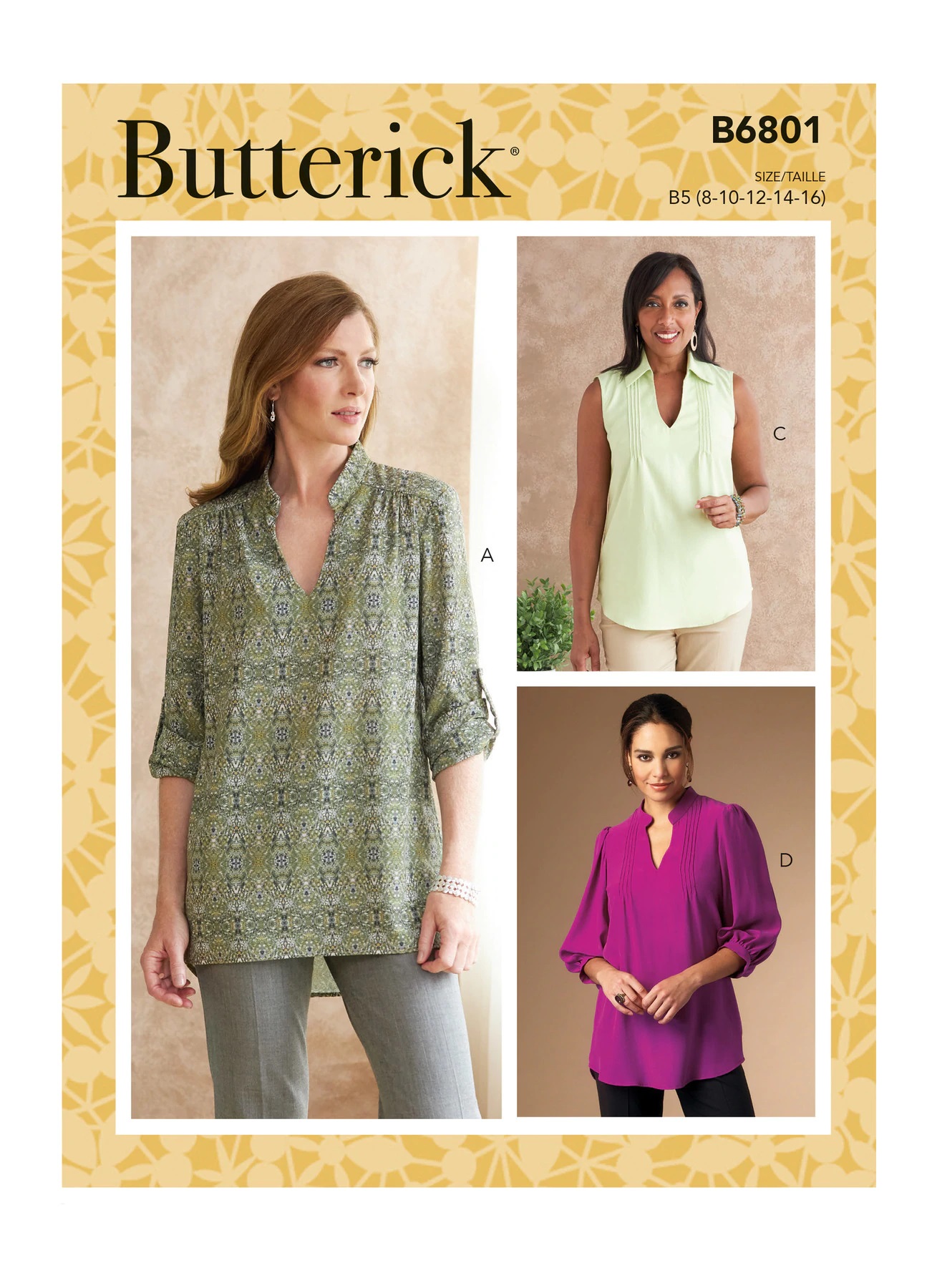 Butterick 6801 Misses' & Women's Tucked Or Gathered Top
