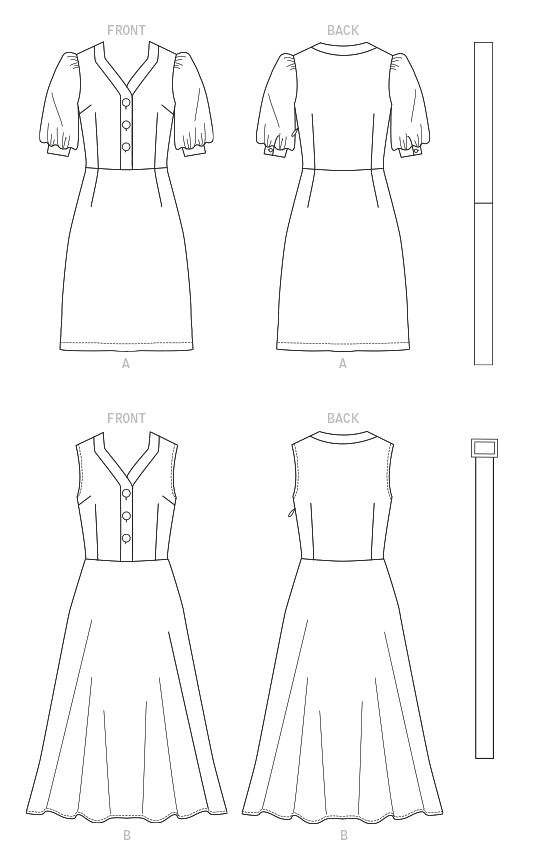 Butterick 6809 Misses' Dress, Sash & Belt