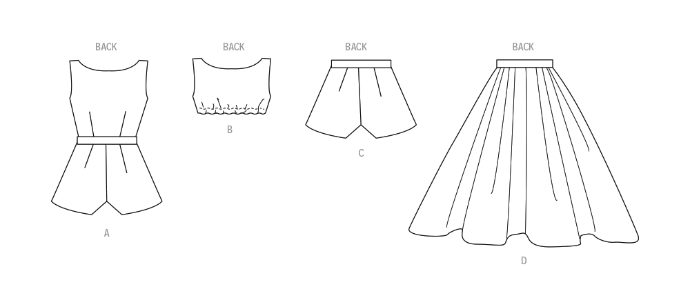 Butterick 3912 Pattern Misses' Shirt, Skirt, Pants, Shorts & Bra
