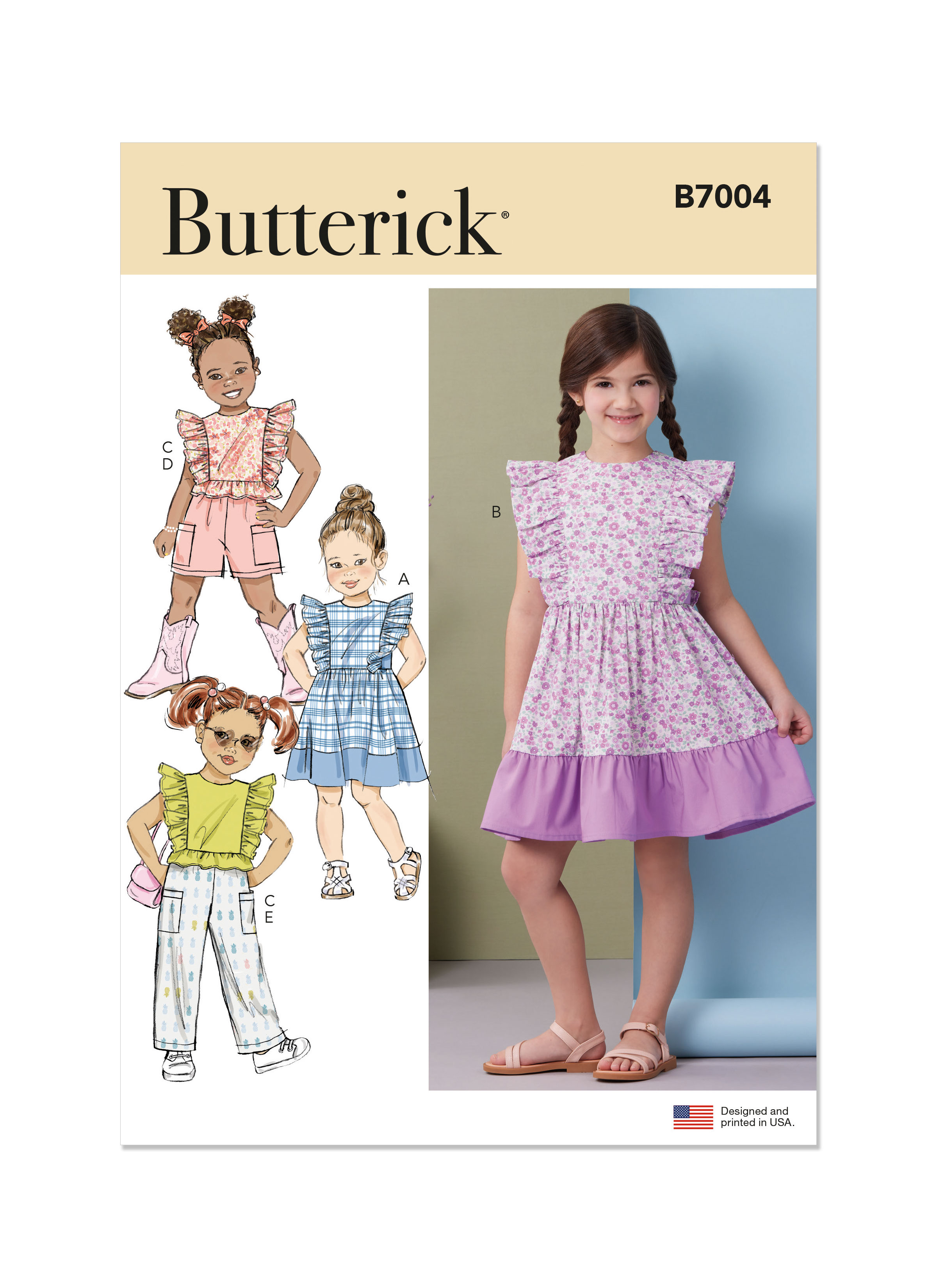 Butterick 7004 Children's Dresses, Top, Shorts and Pants