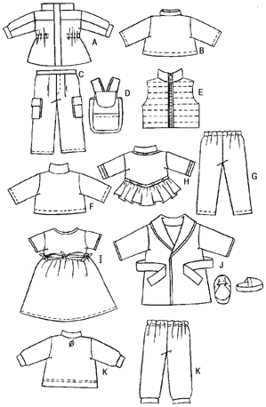 Doll Clothes for 18\u201d Doll Butterick Pattern #3329