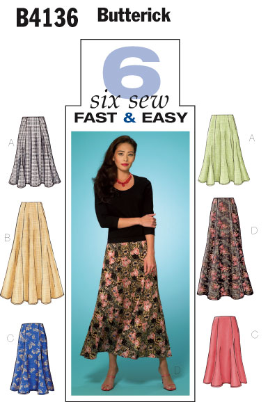 Butterick 4136 Very easy six gore skirts