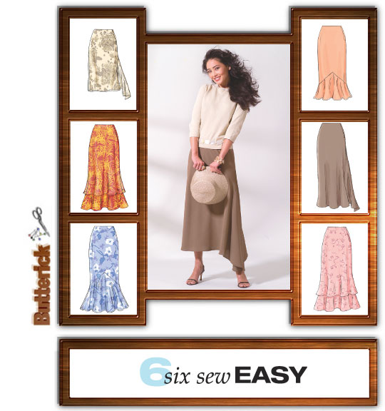 Butterick 6944 Sewing Pattern Misses Set of Skirts with Length and Hem Variations sz 6-10 Cut