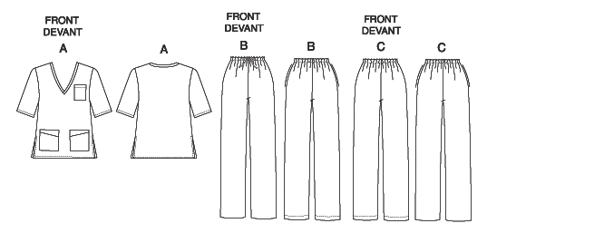 Butterick 5301 Paper Sewing Pattern to MAKE Scrubs Uniform XS-XL or XXL 6XL 