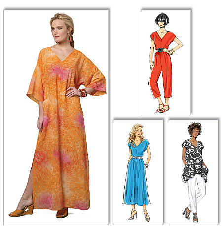 Caftan and Pants Pattern 5652 Kimono Sleeve Fast & Easy Size 4-14 or 16-26 Butterick Jumpsuit