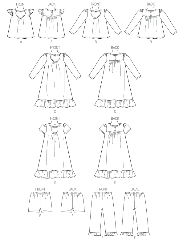Butterick 6124 Children's/Girls' Top, Gown, Shorts and Pants