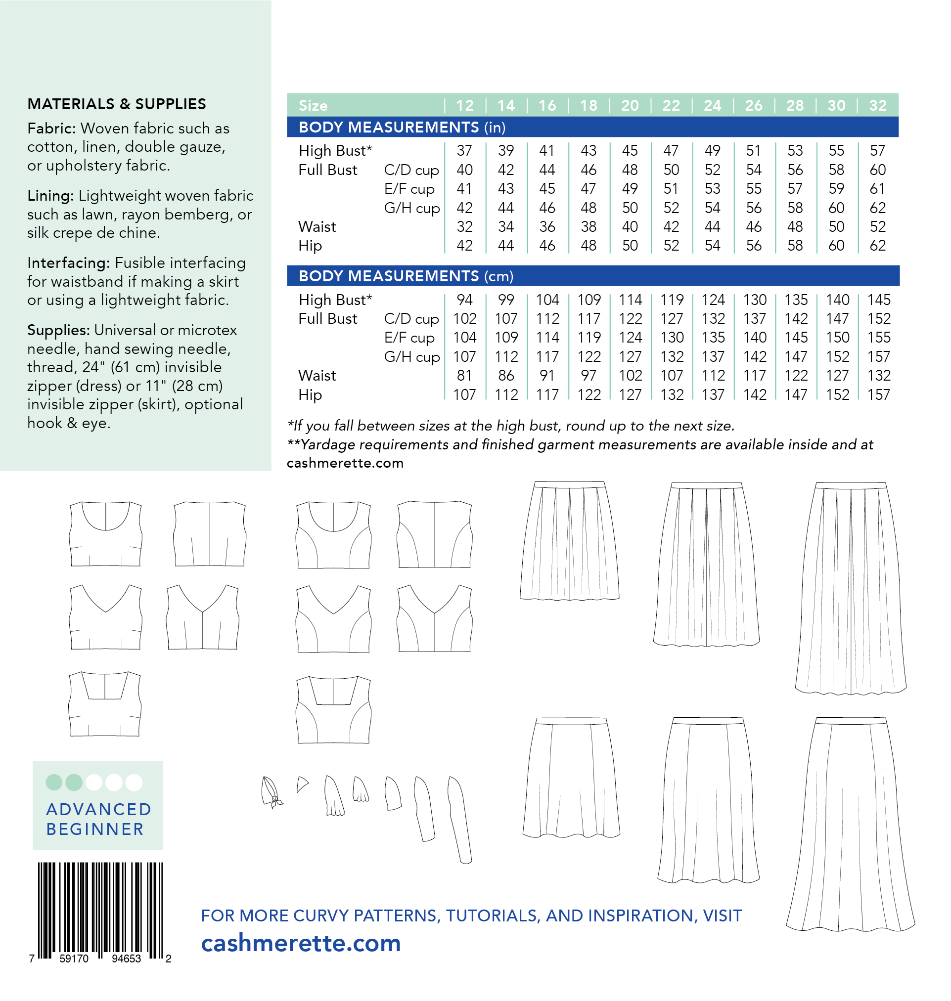 Cashmerette 1105 Upton Mix and Match plus expansion