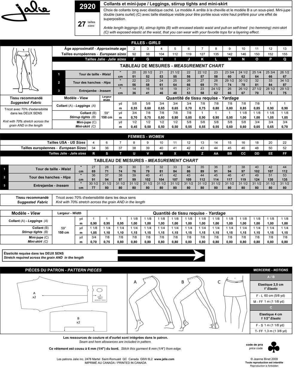 Jalie Leggings, Stirrup Tights and mini-skirt 2920 pattern review by  chickenne