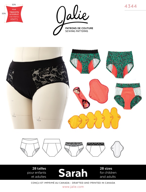 Jalie 4344 SARAH Period underwear and reusable pads