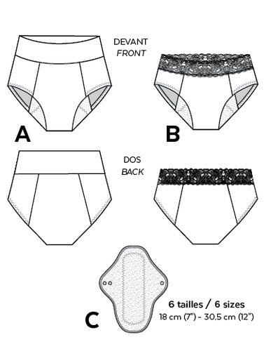 Jalie 4344 SARAH Period underwear and reusable pads