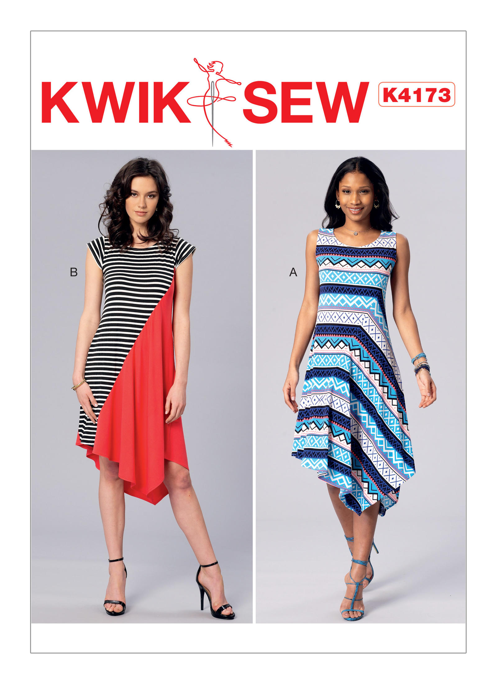 Kwik Sew 4173 Misses' Diagonal-Seam, Asymmetical-Hem Dresses