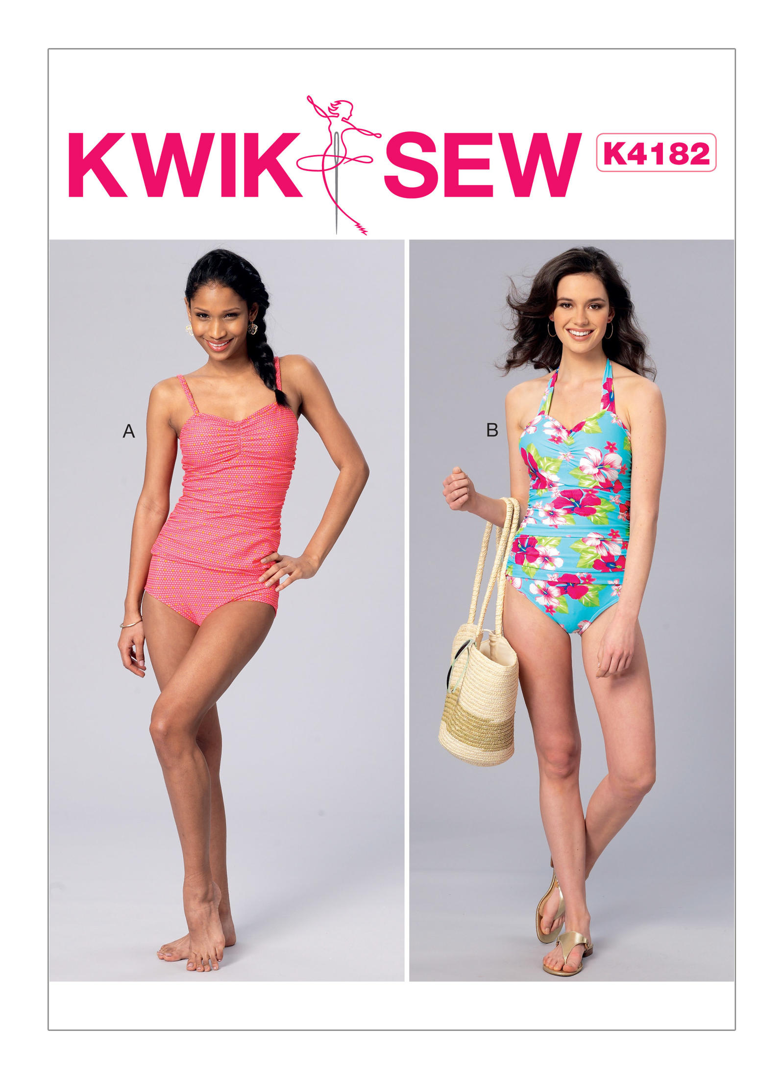 Kwik Sew 4182 Misses' Ruched Tankini and One-Piece Halter Swimsuit