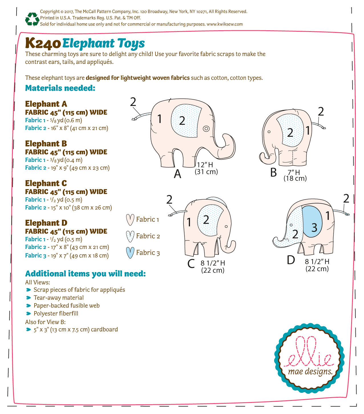 stuffed elephant sewing pattern