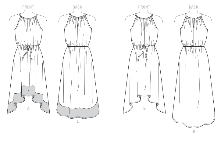Kwik Sew K4206 Sewing Pattern Misses Hi Low Hem Dress Size XS-XL Uncut, FF  