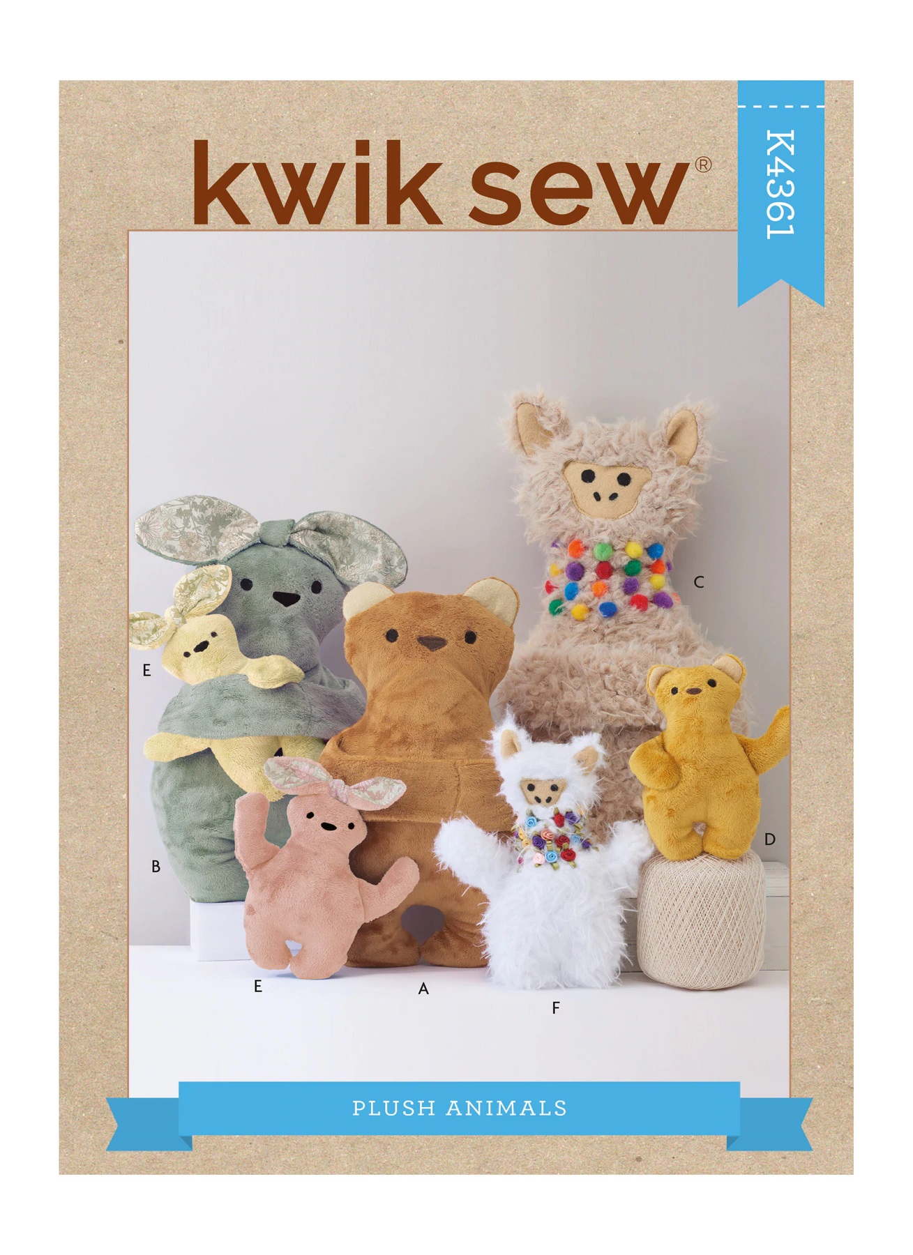Kwik Sew K 4304 Stuffed Animal Sewing Pattern ~ Squirrel, Skunk Beaver, Owl