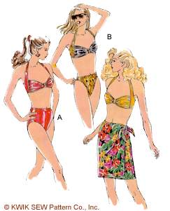 Kwik Sew 1524 & 1525 Womens High Cut Leg Colour Block Stretch Swimsuit