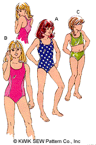 Kwik Sew 1524 & 1525 Womens High Cut Leg Colour Block Stretch Swimsuit
