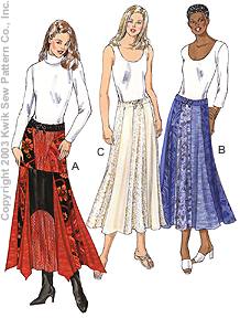 Kwik Sew 3175 patchwork skirt, pointy hem
