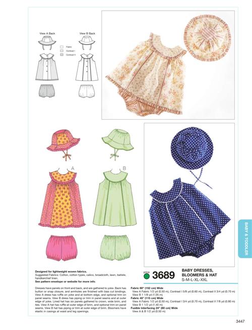 Kwik Sew 3689 Dresses, Bloomers & Hat