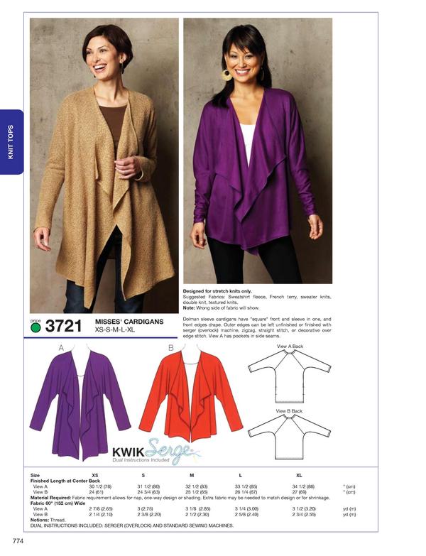 Kwik Sew 3721 Cardigans