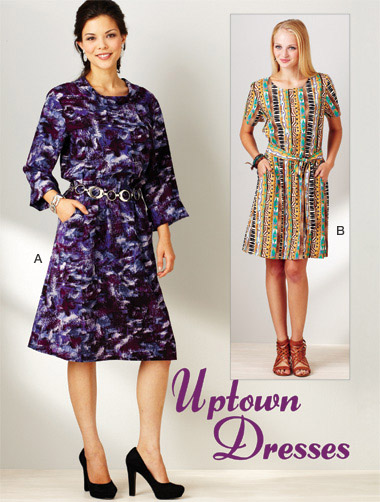 Kwik Sew 3912 Uptown Dresses; Misses pullover dress, and belt