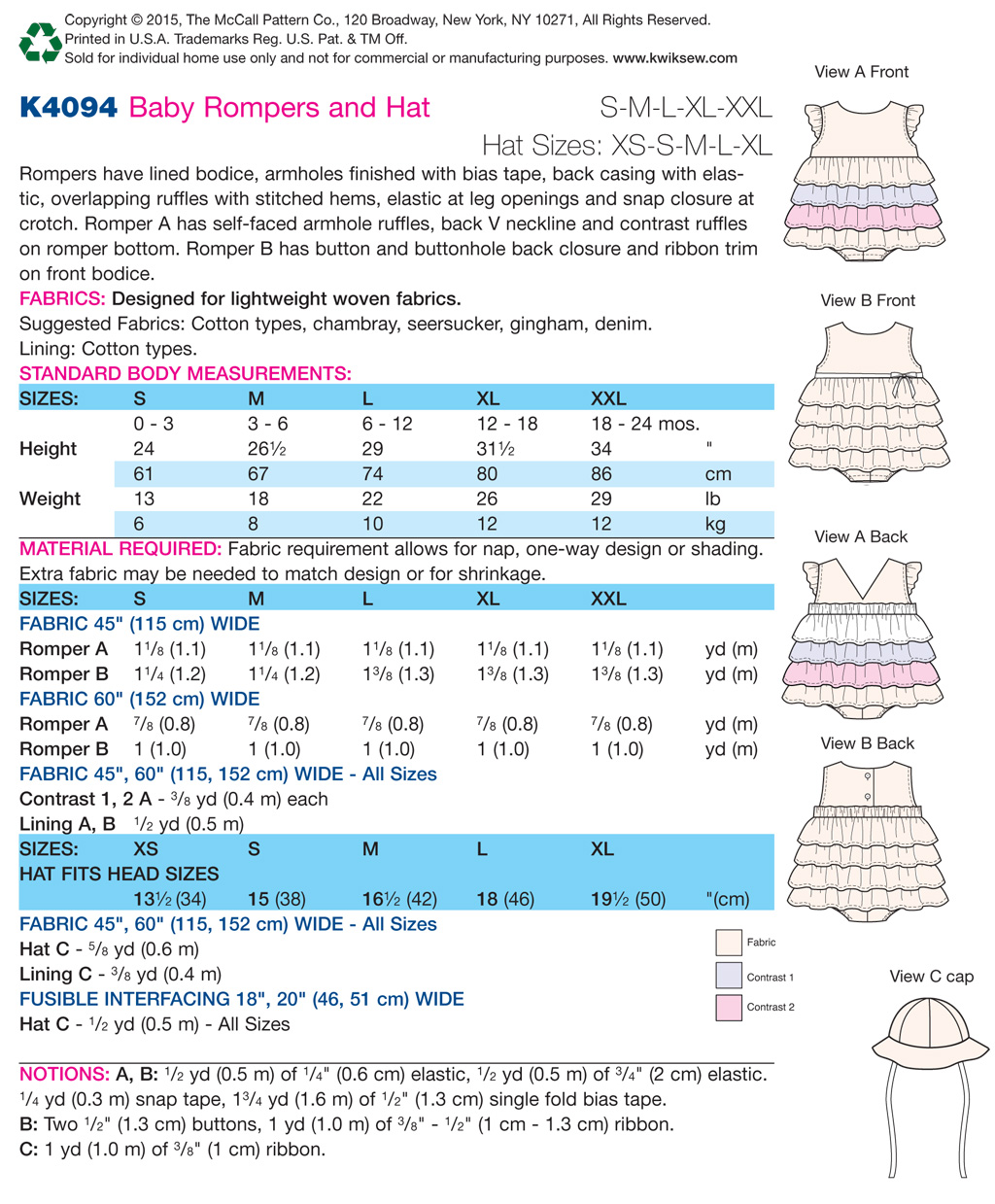 Baby Measurement Chart For Sewing