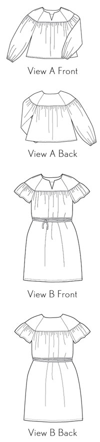 Liesl + Co. LC060PB1 Positano Blouse and Dress Downloadable Pattern