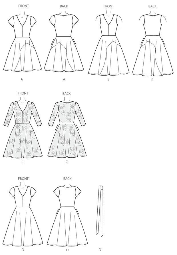 McCalls Pattern M7160 Ms EASY Dresses w/Skirt & Sleeve Variations & Belt 