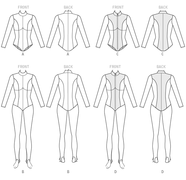 Simplicity Simplicity Pattern 8513 Misses' Knit Bodysuits