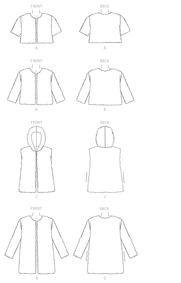 McCall's 7257 Misses' Shrug, Jacket, Vest and Coat